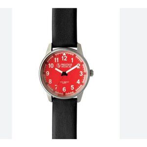 Prestige Medical women's nurse watch water-resistant leather strap -Black / Red